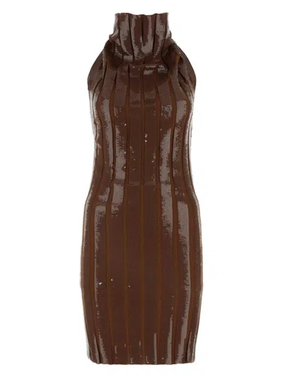 FENDI WOMEN'S WOOL AND SEQUINS MINI DRESS