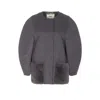 Fendi Women Wool Blouson With Mink Pockets And Inner Ff Logo In Gray