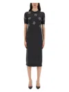 Fendi Wool Dress With Embroidered Ribbed Hem And Short Sleeves