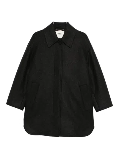 Fendi Women Wool Midi Coat In Multi