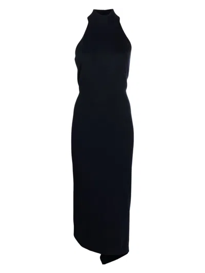 Fendi Navy Blue Wool Midi Dress