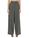 Fendi Embroidered Wool Pant In Gray