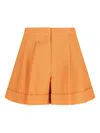 Fendi Wool Tailored Shorts Pleated Pockets Belt Loops In Orange