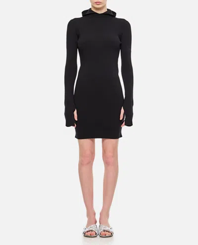 Fendi Women Wool Silk Ribs Mini Dress In Black