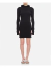 Fendi Women Wool Silk Ribs Mini Dress In Black