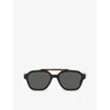 FENDI FENDI WOMEN'S BLACK FE40076U BILAYER AVIATOR-FRAME ACETATE SUNGLASSES