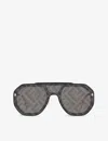 Fendi Fn000575 Monogram Aviator-frame Acetate Sunglasses In Black