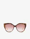 Fendi Womens Brown Fe40011u Logo-print Acetate And Metal Sunglasses In Brown