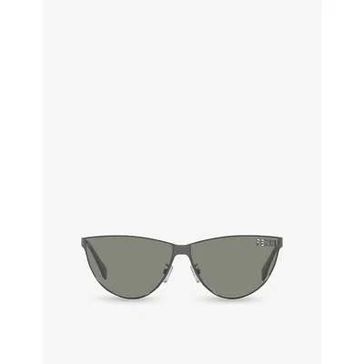 Fendi Womens Grey Fe40138u  Cut-out Cat Eye-frame Metal Sunglasses