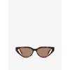Fendi Womens Brown  Way Cat-eye Tortoiseshell Acetate Sunglasses