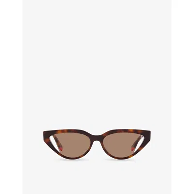 Fendi Womens Brown  Way Cat-eye Tortoiseshell Acetate Sunglasses