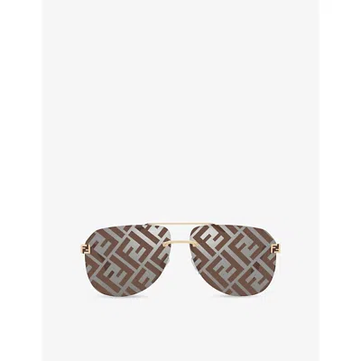 Fendi Womens Fe40115u  Sky Metal Sunglasses Gold