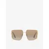 Fendi Womens Fe40148u Irregular-frame Metal Sunglasses Gold