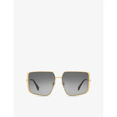 Fendi Womens Gold Fe40148u Irregular Metal Sunglasses