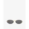 Fendi Rimless Oval-frame Crystal-embellished Gold-tone Sunglasses In Gold