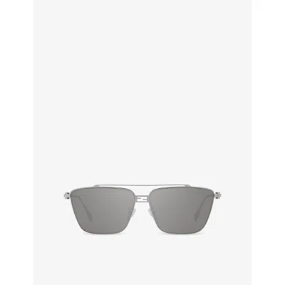 Fendi Womens Fe40110u Baguette Aviator-frame Metal Sunglasses Grey In Gray