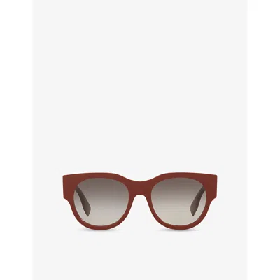 Fendi Womens  Fe40147i Round-frame Acetate Sunglasses In Red
