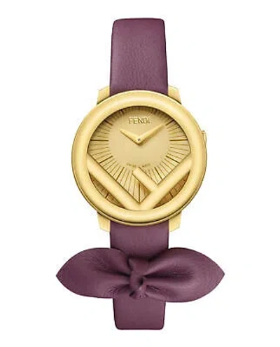 Pre-owned Fendi Womens Run Away Gold 28mm Strap Fashion Watch