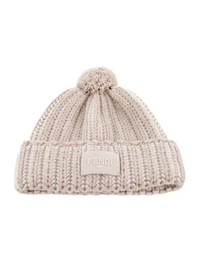 Pre-owned Fendi Womens' Virgin Wool Winter Hat W/tags In Neutral