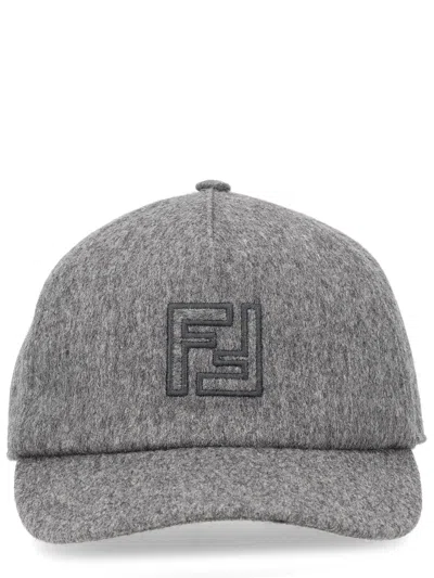 Fendi Wool And Cashmere Baseball Hat In Gray