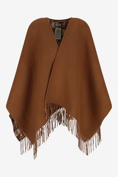 Fendi Wool And Cashmere Cape In Brown