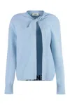 Fendi Light Blue Cashmere And Wool Cardigan In Blue