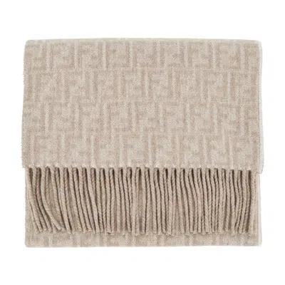 Fendi Wool And Cashmere Double-face Scarf In Beige