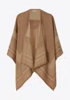 Fendi Women Wool And Cashmere Poncho With Jacquard Manufacturing