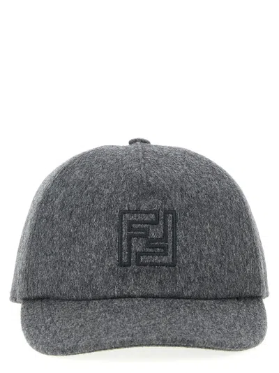 Fendi Wool And Cashmere Mélange Beanie In Gray