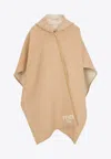 Fendi Wool And Cashmere Poncho With Leather Profiles