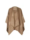 Fendi Women Wool And Cashmere Poncho With Jacquard Manufacturing In Beige