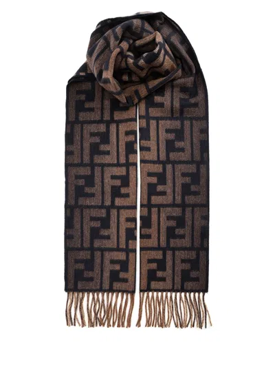 Fendi Wool And Cashmere Scarf Scarves And Foulards Brown In Multi