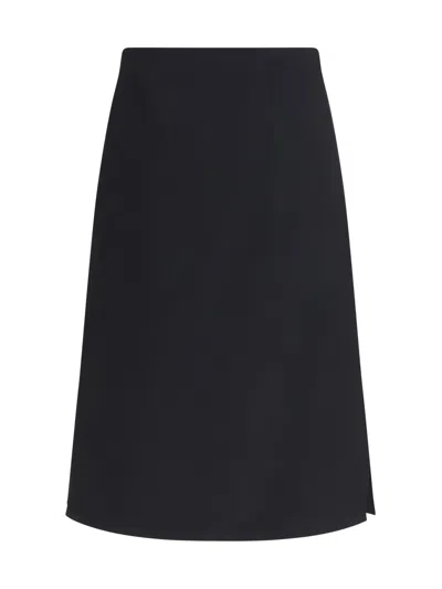Fendi Wool And Silk Blend Midi Skirt In Blue
