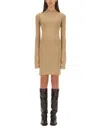Fendi Slim Fit Wool And Silk Dress Size 40 In Neutral