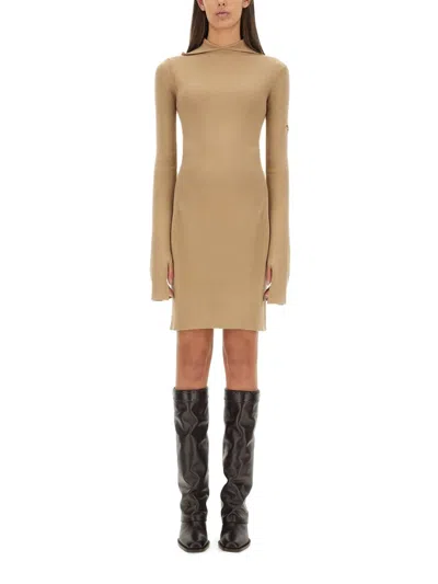 Fendi Slim Fit Wool And Silk Dress In Brown