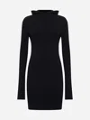 Fendi Wool And Silk Knit Mini Dress In Black