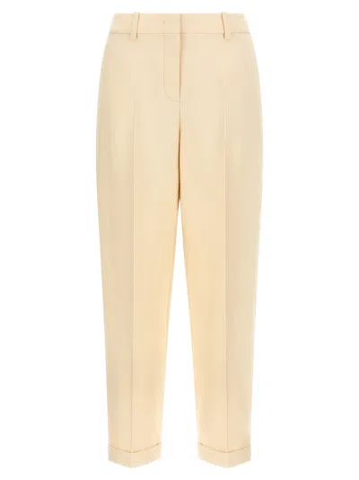 Fendi Wool And Silk Pants Beige In Neutral