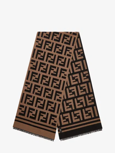 Fendi Wool And Silk Scarf In Brown