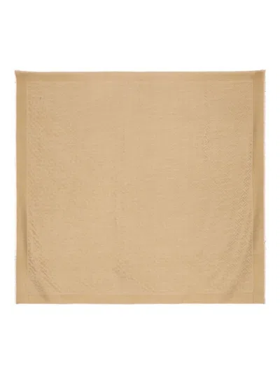 Fendi Silk Blend Squared Scarf In Neutral