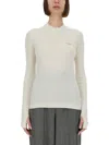 Fendi Slim Fit Ribbed Sweater Knitwear White In White