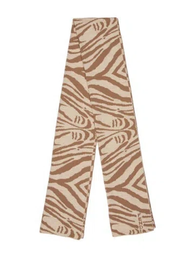 Pre-owned Fendi Wool Animal Print Scarf In Neutral