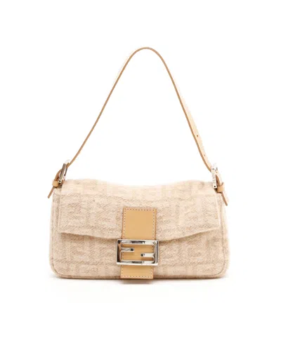 Fendi Wool Baguette Bag In Sand