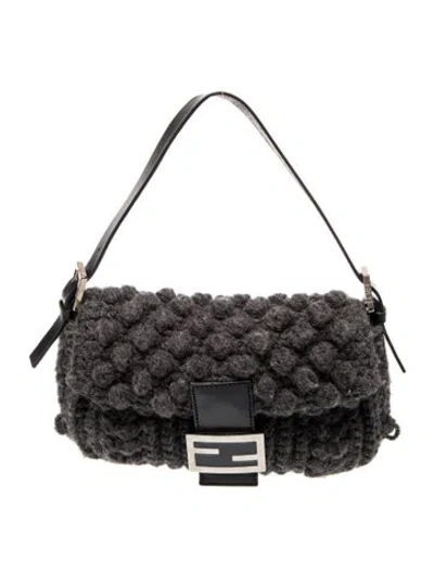 Pre-owned Fendi Wool Baguette Vintage In Grey