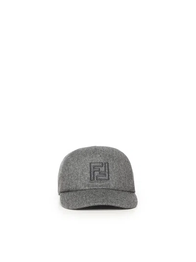 Fendi Wool Baseball Hat In Gray