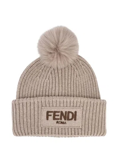 Fendi Wool Beanie Accessories In Brown