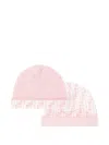 Fendi Wool-blend Beanie Set In 粉色