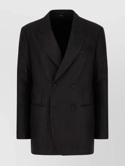 Fendi Wool Blend Blazer Lurex Threads In Black
