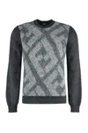 Fendi Embroidered Wool Blend Sweater In Grey