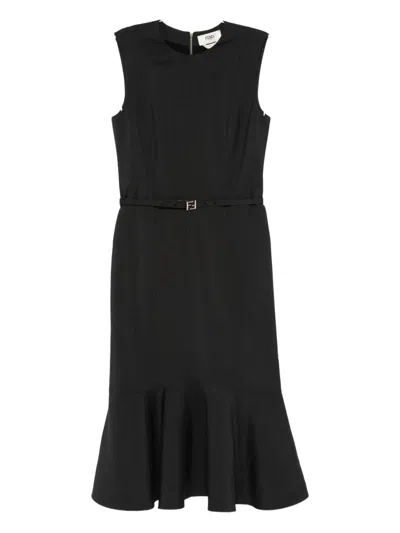 Fendi Wool-blend Dress In Black