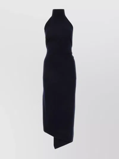 Fendi Funnel-neck Sleeveless Ribbed-knit Dress In Blue